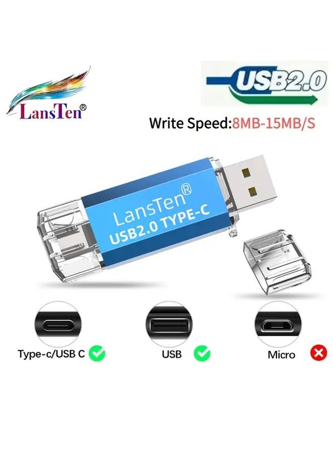 LansTen 2 In 1 USB C Flash Drive 32GB Dual Micro USB And Type C High Speed Data Transfer - Image 5